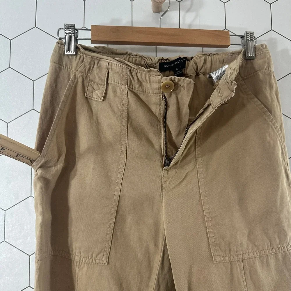 Banana Republic Womens Tan Khaki Lyocell Linen Utility Jogger Pants Size‎ 4